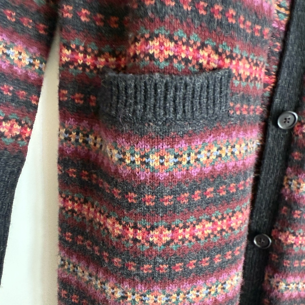 Lauren Ralph Lauren Wool Cardigan Sweater Car Coat Vintage Y2K Fair Isle Country - Picture 11 of 15